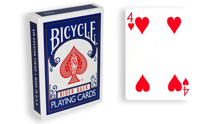 Cartas para Forzar - 1 Eleccion - 4 de Corazones - Cartas Bicycle - Azul