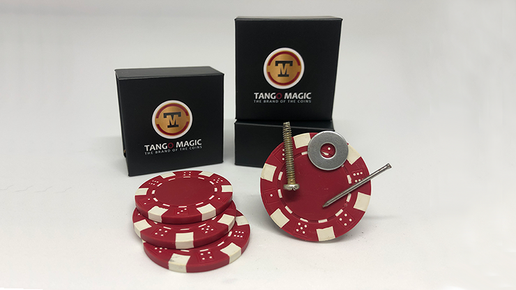 Magnetic Poker Chip Red plus 3 regular chips (PK003R) - Tango Magic