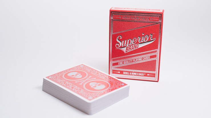 Superior Skull & Bones V2 (Red/Silver) Playing Cards - Expert Playing Card Co.
