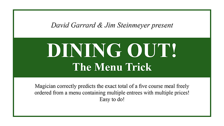 Dining Out! The Menu  - David Garrard and Jim Steinmeyer