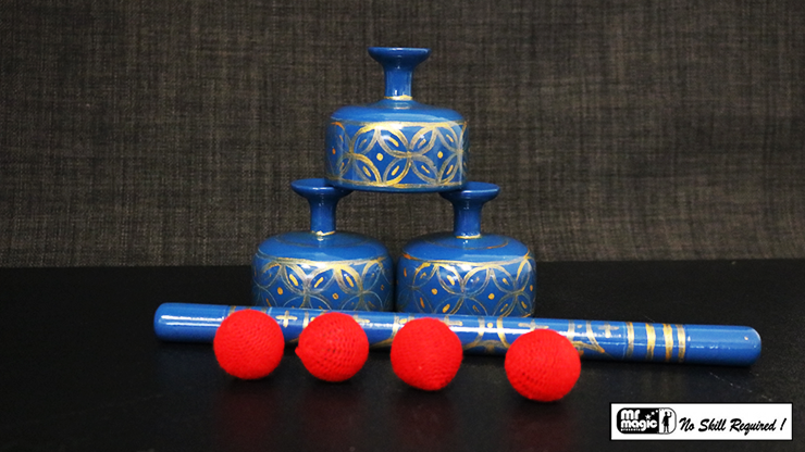 Indian Street Cups with Wand (Hand painted blue) - Mr. Magic