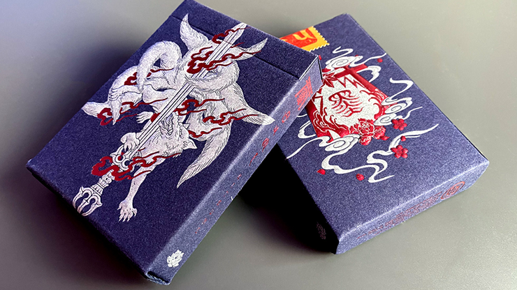 Sumi Kitsune Myth Maker (Blue/Red Craft Letterpressed Tuck) Playing Cards - Card Experiment