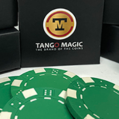 Expanded Shell Poker Chip Green plus 4 Regular Chips (PK001G)  by Tango Magic