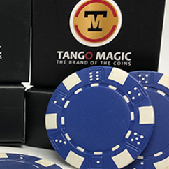 TUC Poker Chip Blue plus 3 regular chips (PK002B) by Tango Magic - Trick