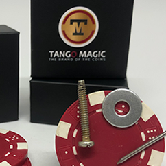 Magnetic Poker Chip Red  plus 3 regular chips (PK003R) by Tango Magic - Trick
