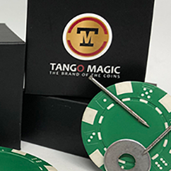 Magnetic Poker Chip Green plus 3 regular chips (PK003G) by Tango Magic - Trick