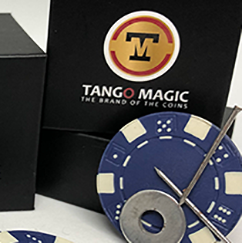 Magnetic Poker Chip Blue plus 3 regular chips (PK003B) by Tango Magic - Trick